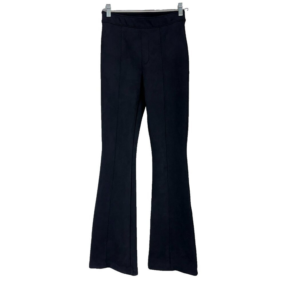 Spanx Women S Flare Pants High Waisted Faux Suede Navy Blue PullOn Long Stretch